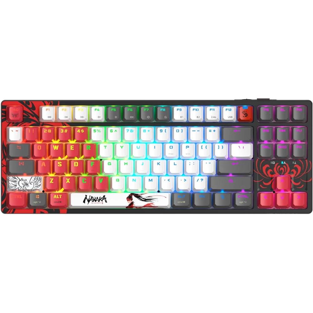Клавиатура A4Tech Bloody WS87 Naraka, черный/красный