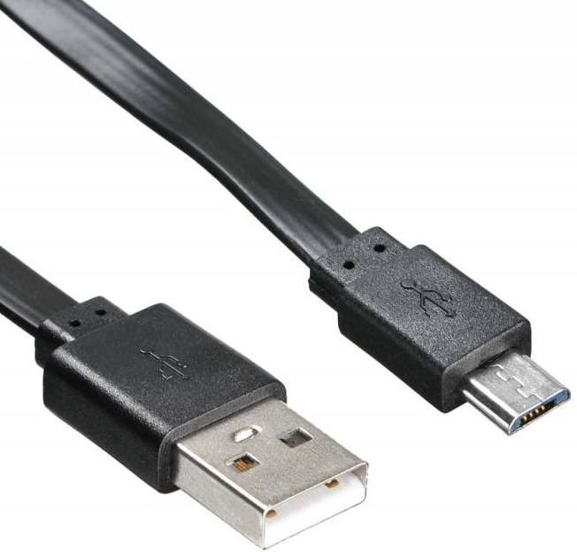 Кабель USB2.0 (M) - microUSB2.0 (M), 1м, Buro BHP MICROUSB 1M FLAT, черный