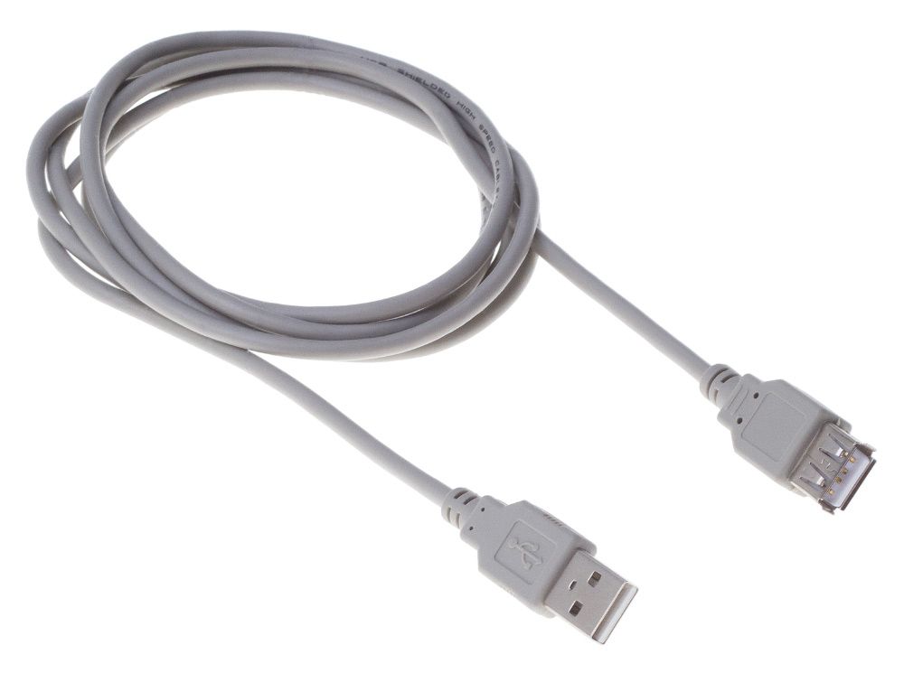 Кабель удлинитель USB2.0 (M) - USB2.0 (F), 1.8м, Buro BHP RET USB_AF18, серый