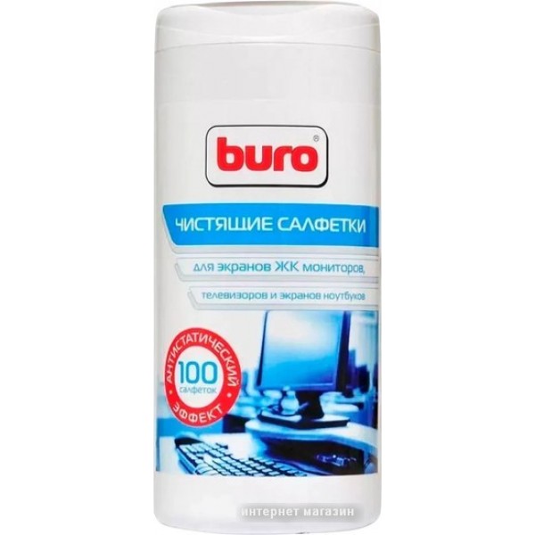Влажные чистящие салфетки Buro BU-Ascreen, туба 100шт