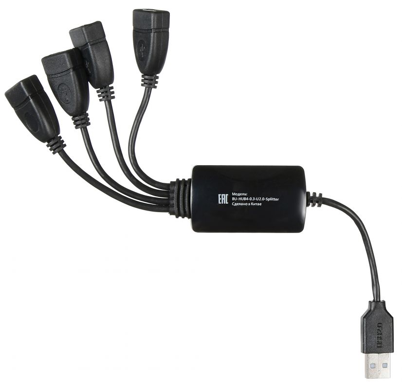 Разветвитель USB2.0 Buro BU-HUB4-0.3-U2.0-Splitter