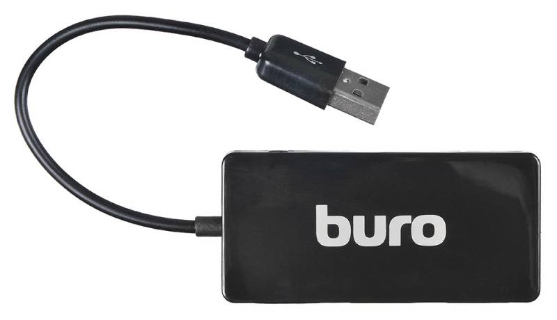 Разветвитель USB2.0 Buro BU-HUB4-U2.0-Slim, черный