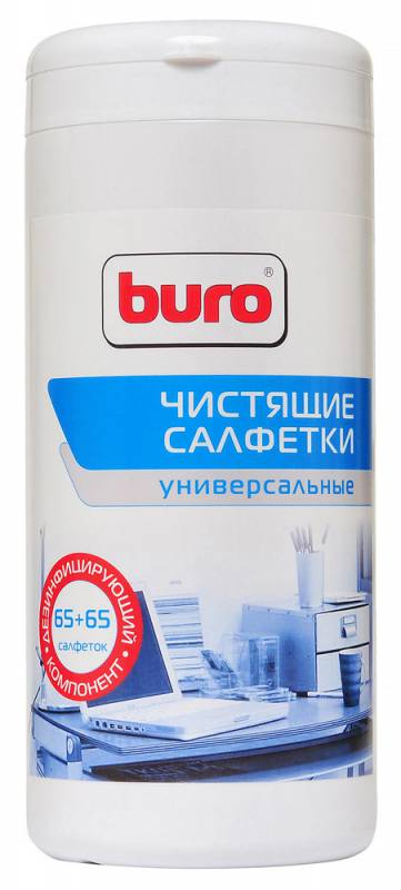 Чистящие салфетки Buro BU-Tmix, туба 65шт влажных + 65шт сухих
