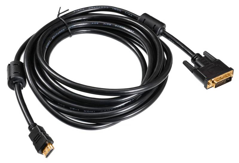 Кабель HDMI (19M) - DVI-D (19M), 5м, Buro HDMI-19M-DVI-D-5M