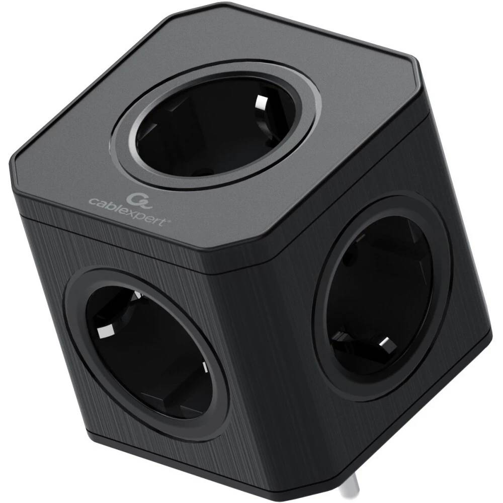 Сетевой фильтр 5 розеток Cablexpert Cube CUBE-5-16-B, черный