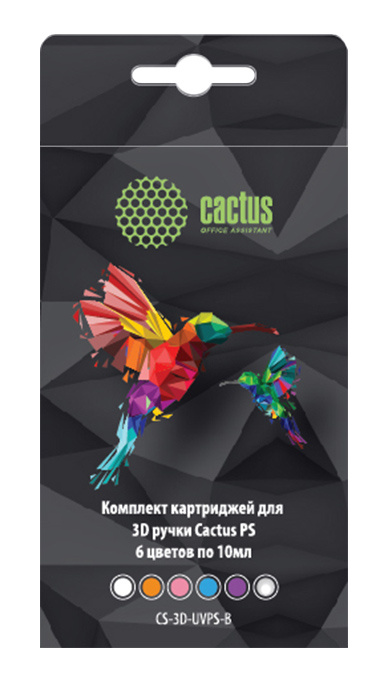 УФ-полимер, комплект, 6 Цветов 10мл, Cactus CS-3D-UVPS-B