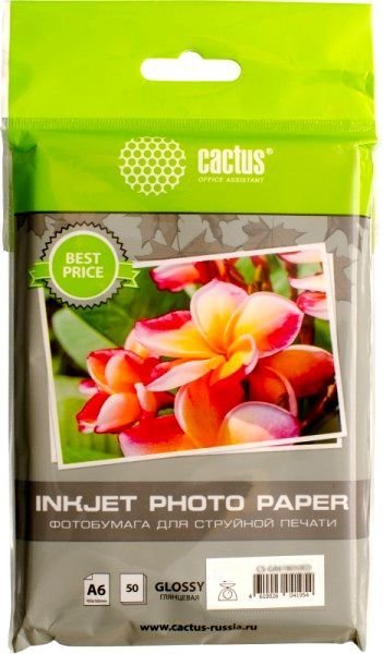 Фотобумага Cactus CS-GA623050ED 10x15/230г/м2/50л/белый глянцевое для струйной печати