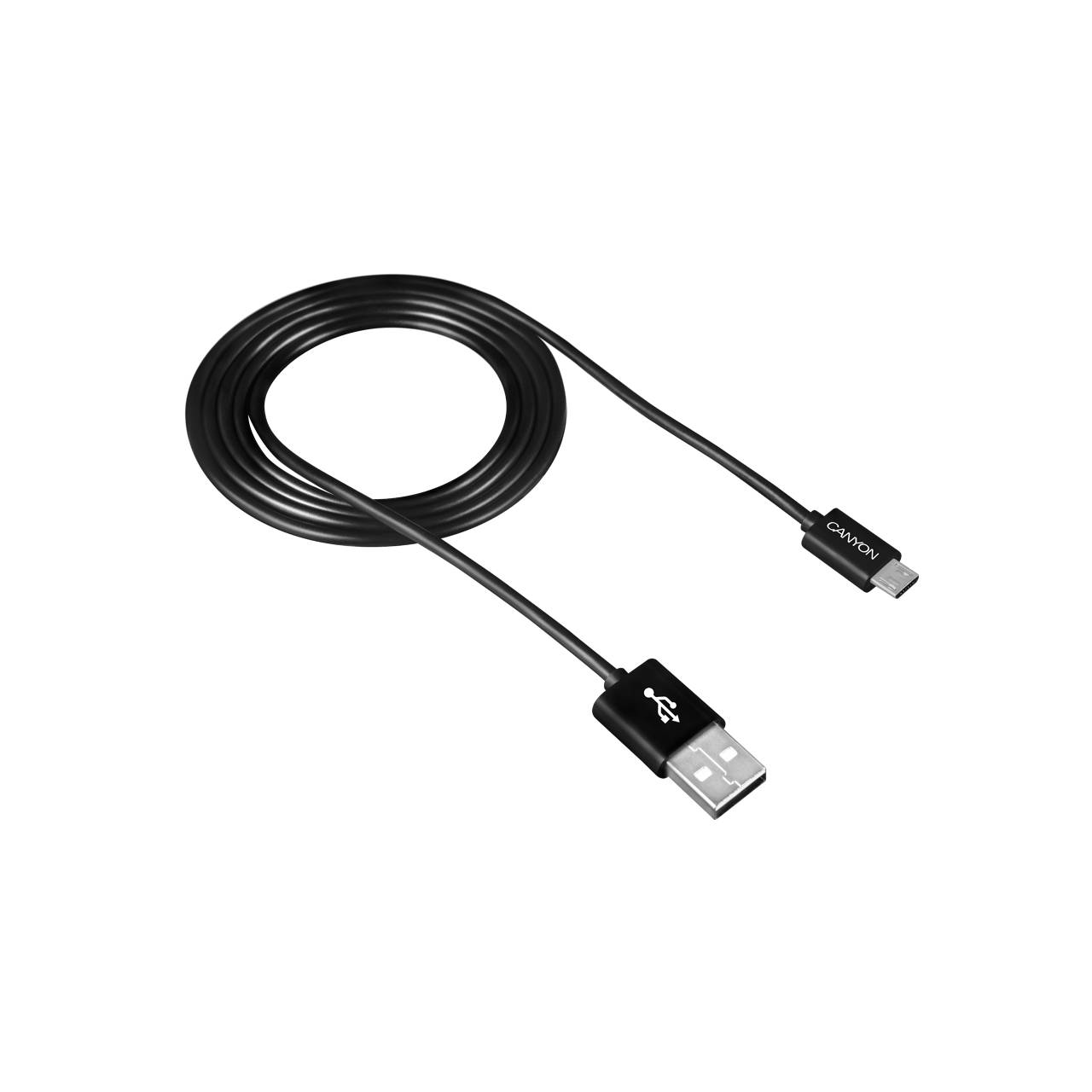 Кабель USB2.0 (M) - microUSB2.0 (M), 1м, Canyon CNE-USBM1B, черный