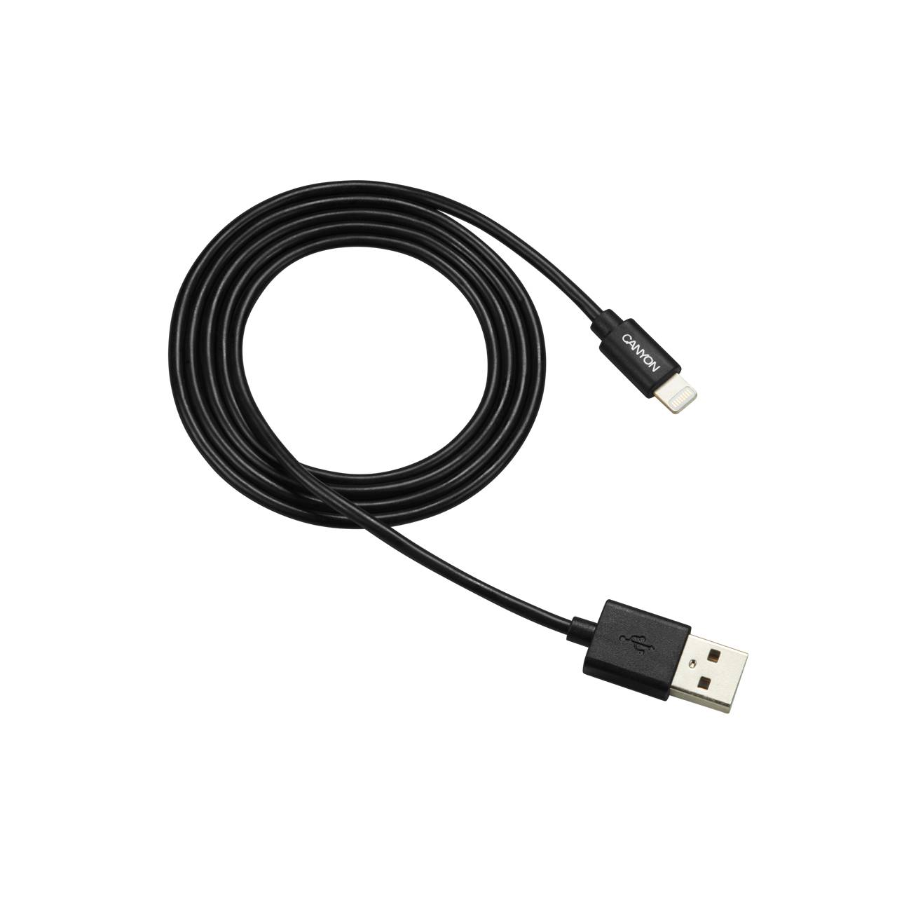 Кабель Lightning (M) - USB2.0 (M), 1м, Canyon CNS-MFICAB01B, черный