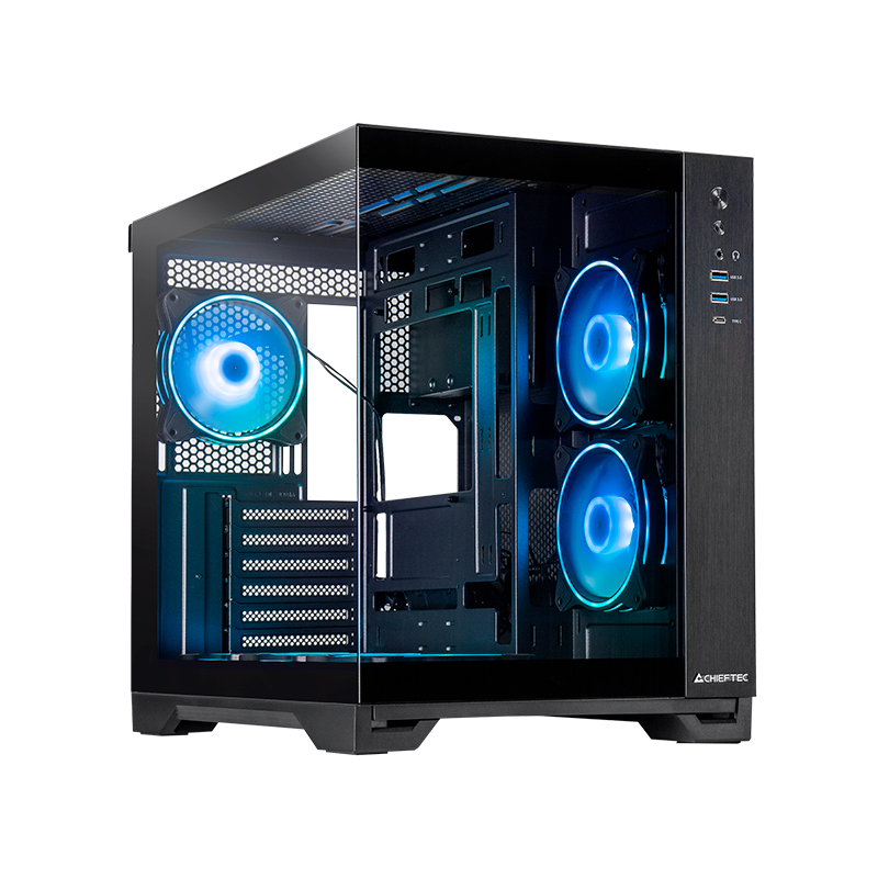 Корпус Chieftec VISIO GM-30B-TG-OP, без БП, ATX