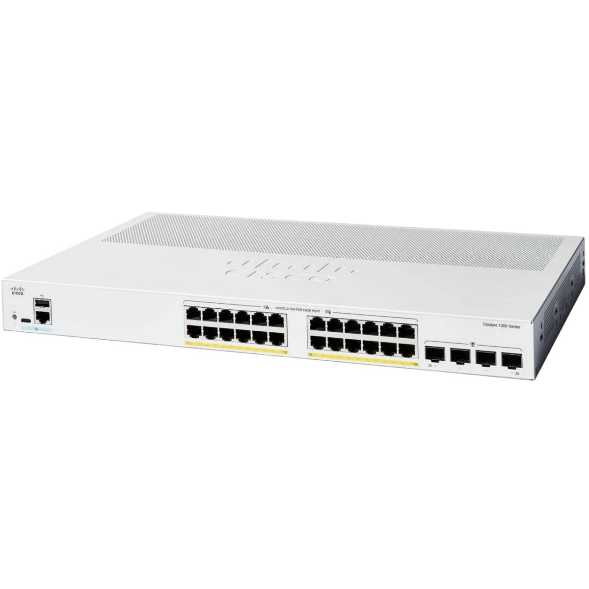 Коммутатор Cisco C1300-24P-4X, 24xLAN 1Gbps, 4xSFP+ 10Gbps, PoE
