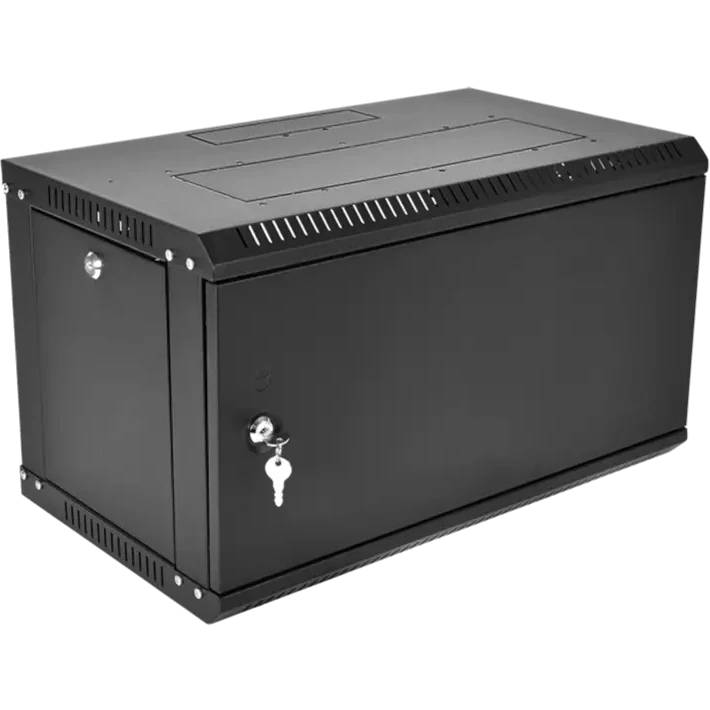 Шкаф коммутационный ЦМО ШРН-ЭКОНОМ (ШРН-Э-6.650-9005) настенный 6U 600x650мм пер.дв.стекл 65кг черный 600мм ШРН-Э-6.650-9005