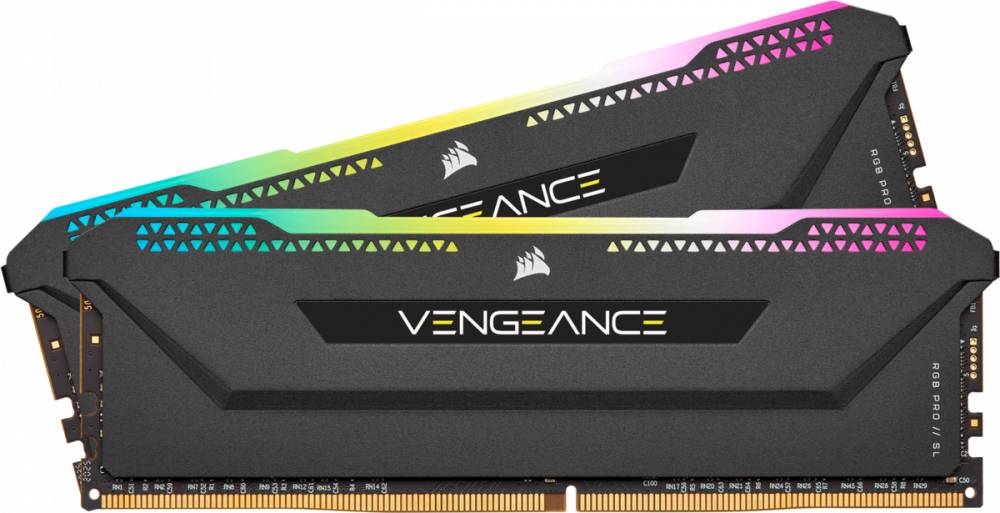 Оперативная память 16Gb Corsair Vengeance RGB Pro SL Black CMH16GX4M2E3200C16, DDR IV, PC-25600, 3200MHz, kit 2x8Gb