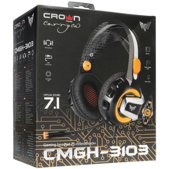 Гарнитура Crown CMGH-3103, черный/оранжевый