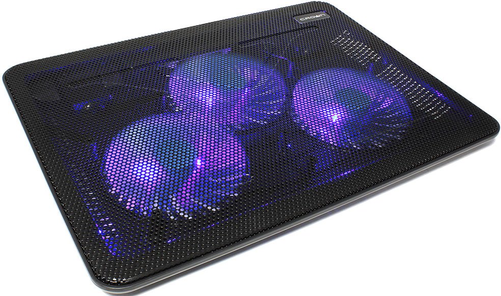 Охлаждение для ноутбука 17" Crown CMLC-1043T BB, Black, Blue LED