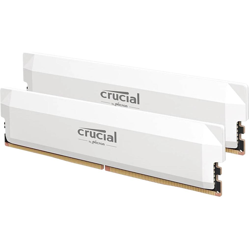 Оперативная память 64Gb Crucial Pro White CP2K32G64C40U5W, DDR V, PC-51200, 6400MHz, kit 2x32Gb
