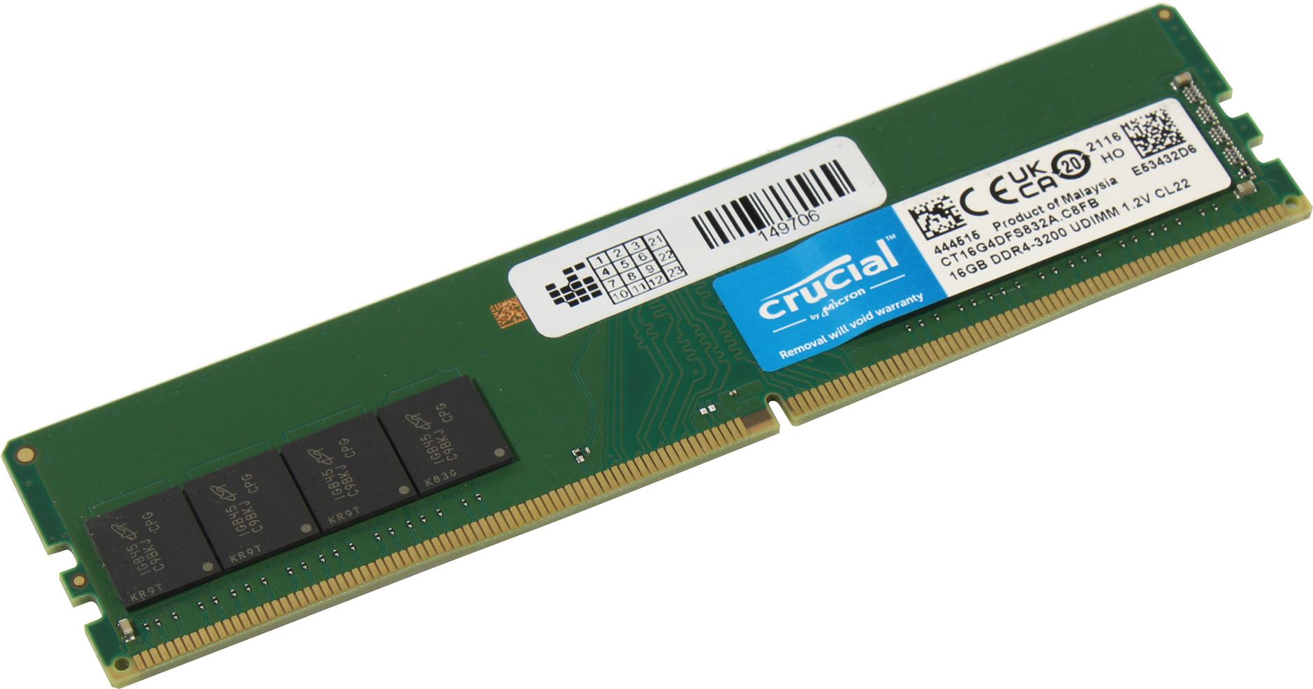 Оперативная память 16Gb Crucial CT16G4DFS832A, DDR IV, PC-25600, 3200MHz