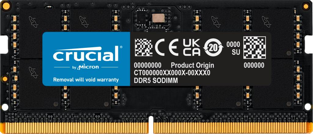Оперативная память для ноутбука 32Gb Crucial CT32G48C40S5, SODIMM DDR V, PC-38400, 4800MHz