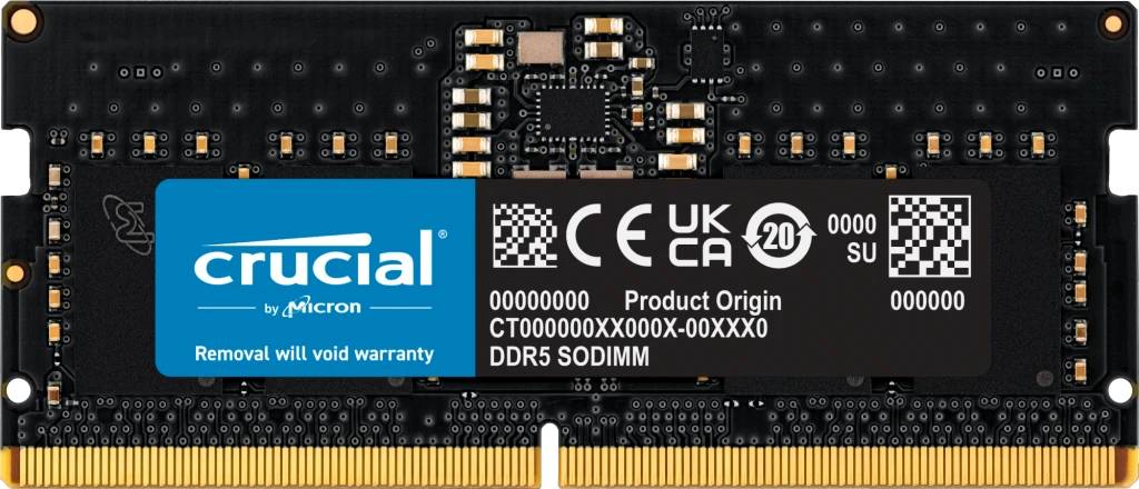 Оперативная память для ноутбука 8Gb Crucial CT8G56C46S5, SODIMM DDR V, PC-44800, 5600MHz