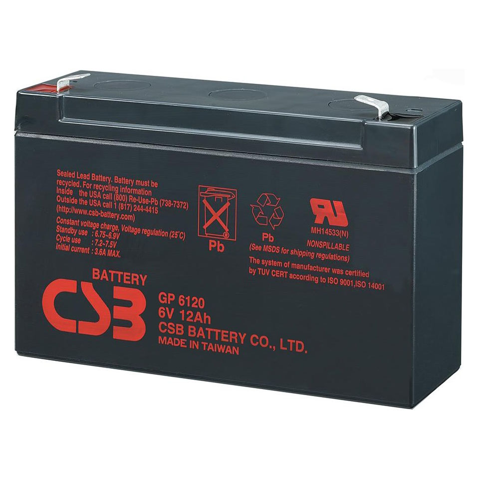 6V / 12Ah, аккумулятор для UPS, CSB GP 6120 (F1)