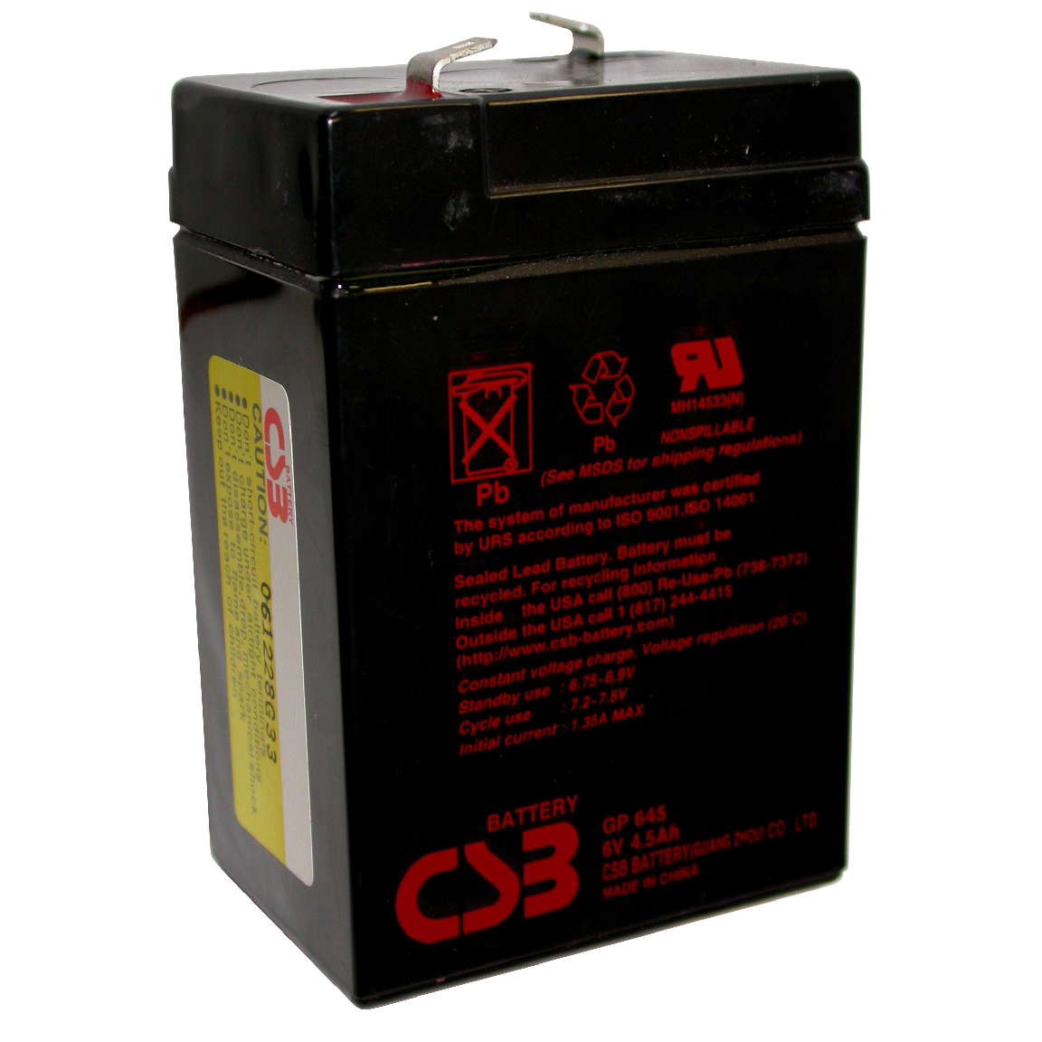6V / 4.5Ah, аккумулятор для UPS, CSB GP 645 (F1)