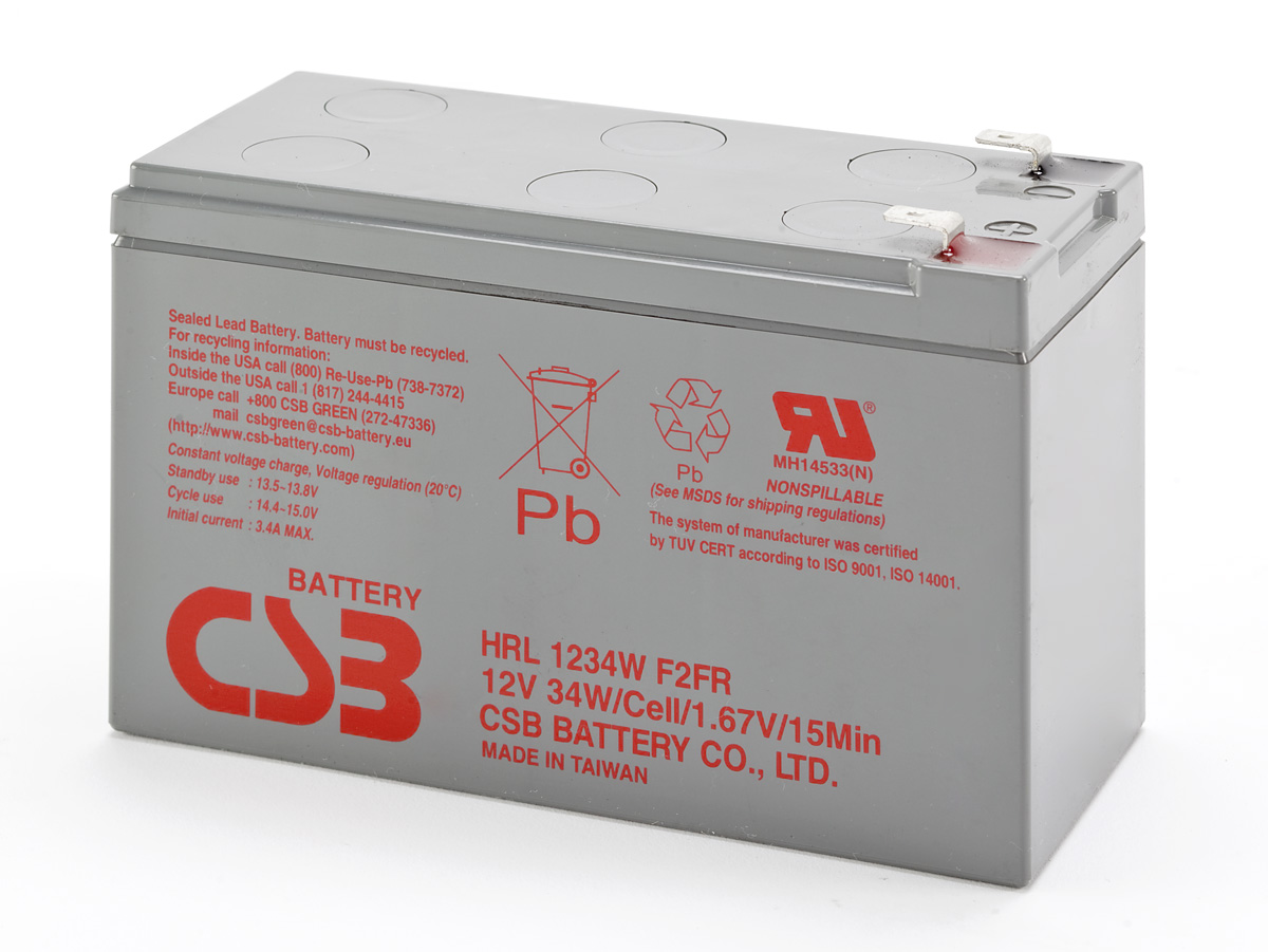12V / 9Ah, аккумулятор для UPS, CSB HRL-1234W (F2)