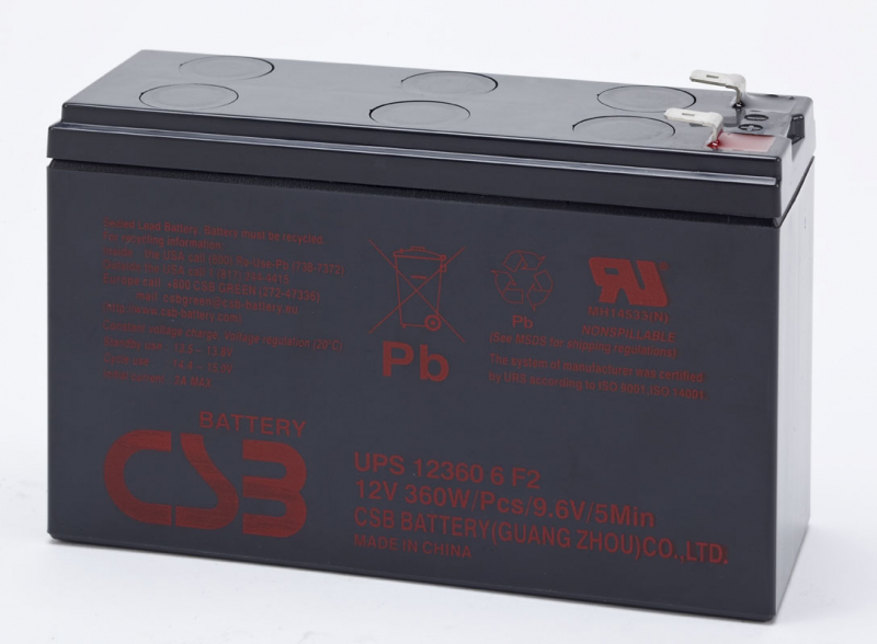 12V / 7.5Ah, аккумулятор для UPS, CSB UPS 12360 6 (F2F1) Slim