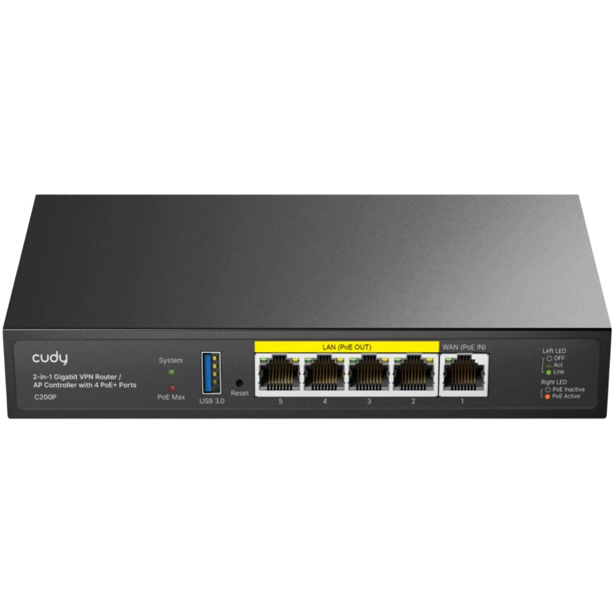 Маршрутизатор Cudy C200P, 4xLAN 1Gbps, 1xWAN, PoE
