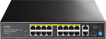 Коммутатор Cudy FS1018PS1 4.0, 16xLAN 100Mbps, 2xUplink, 1xSFP, PoE