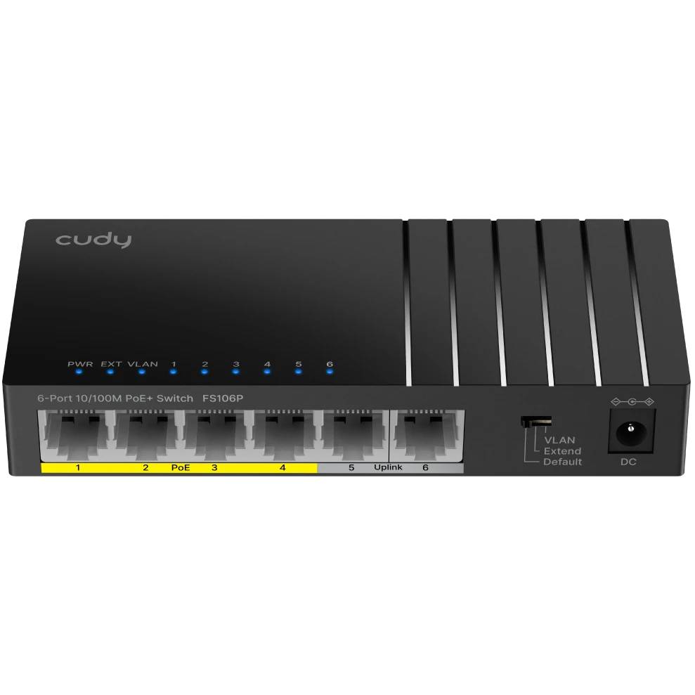 Коммутатор Cudy FS106P, 4xLAN 100Mbps, 2xUplink, PoE