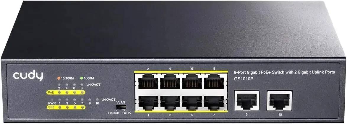 Коммутатор Cudy GS1010P, 8xLAN 1Gbps, 2xUplink, PoE