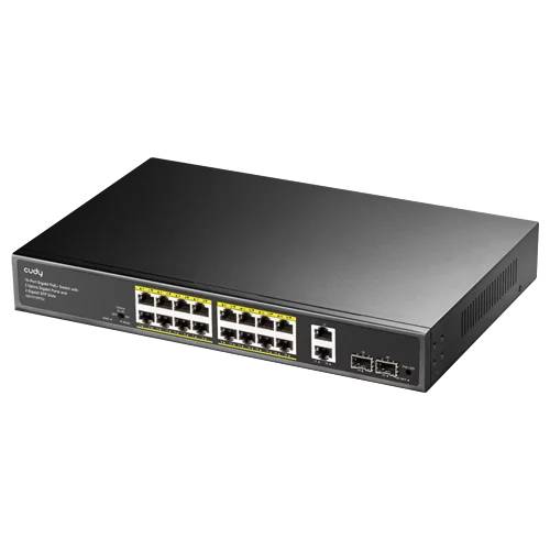 Коммутатор Cudy GS1018PS2, 16xLAN 1Gbps, 2xUplink, 2xSFP, PoE
