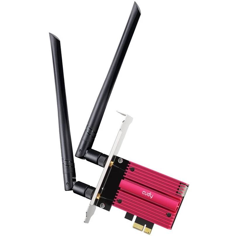 Сетевая карта Wi-Fi+Bluetooth, Cudy WE3000S, 2.4/5/6GHz, 5378Mbps, PCI-Ex1
