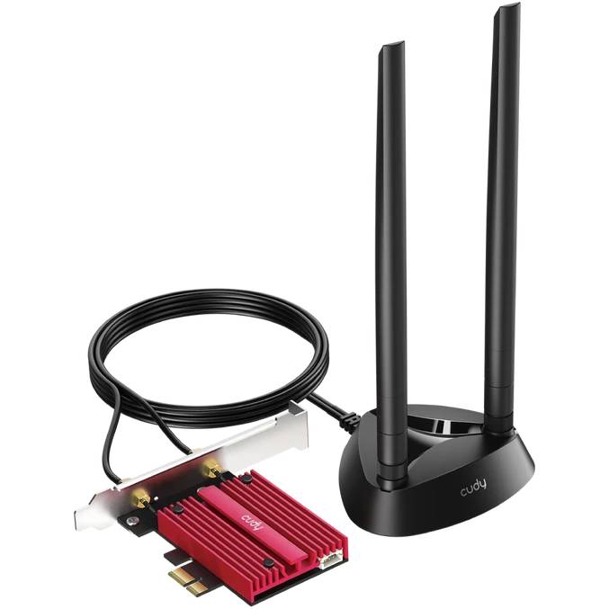 Сетевая карта Wi-Fi+Bluetooth, Cudy WE9300S, 2.4/5/6GHz, 9188Mbps, PCI-Ex1