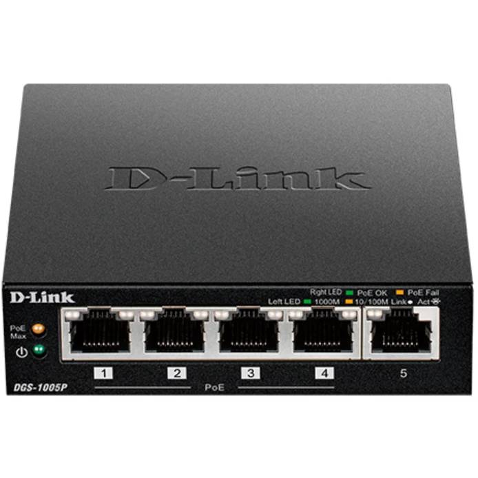 Коммутатор D-Link DGS-1005P/B3A, 5xLAN 1Gbps, PoE