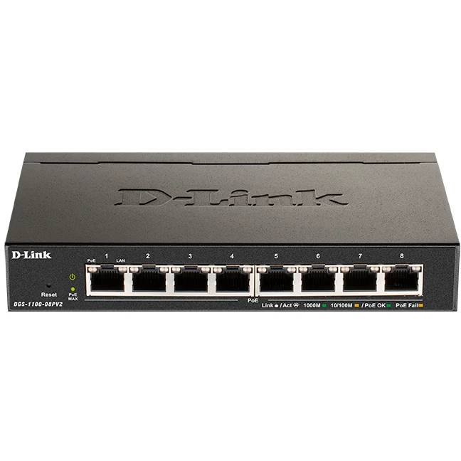 Коммутатор D-Link DGS-1100-08PV2/A3A, 8xLAN 1Gbps, PoE