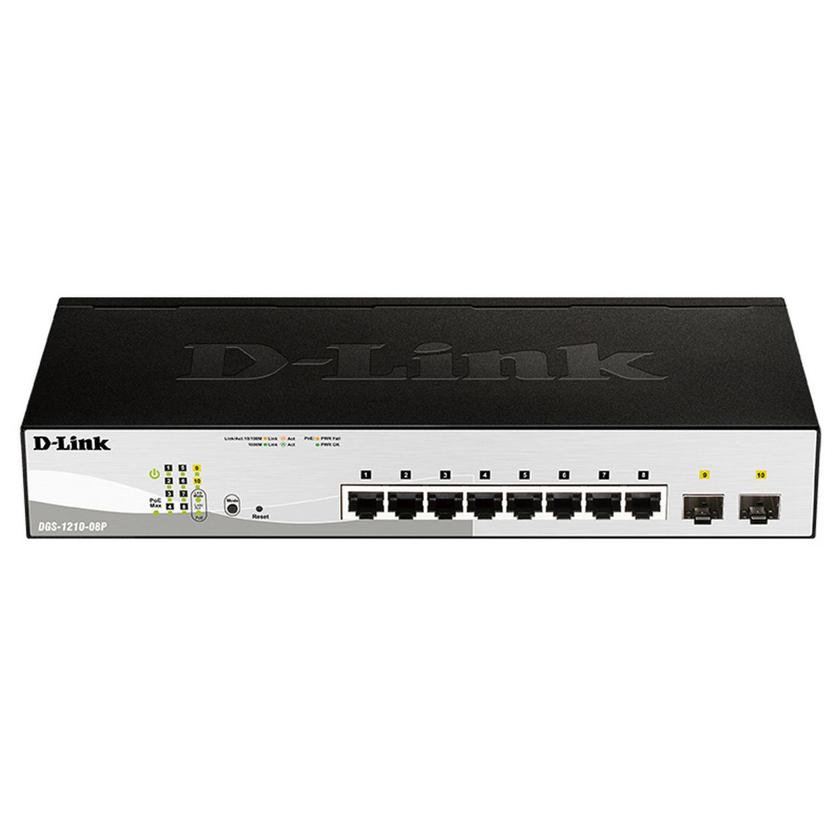 Коммутатор D-Link DGS-1210-08P/G3A, 8xLAN 1Gbps, 2xSFP, PoE