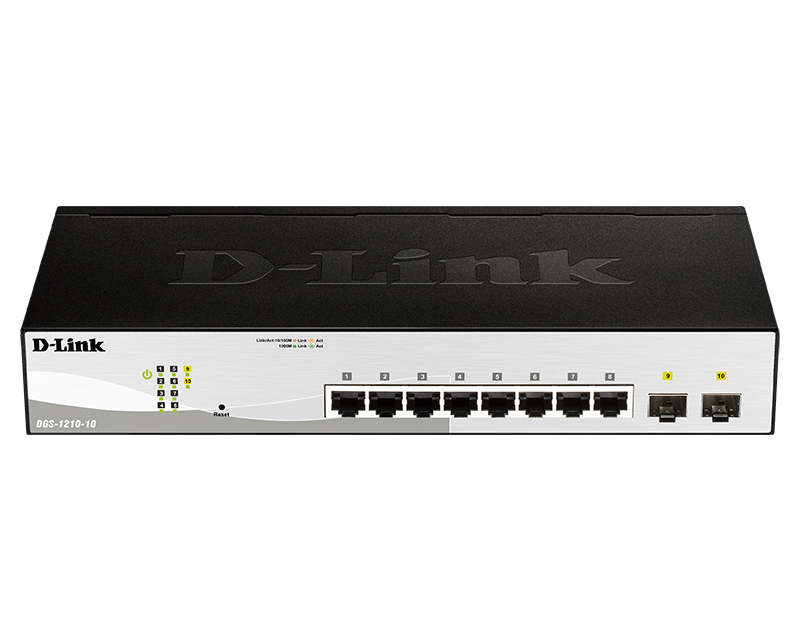 Коммутатор D-Link DGS-1210-10/FL1A, 8xLAN 1GBps, 2xSFP