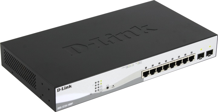 Коммутатор D-Link DGS-1210-10MP/F1A, 8xLAN 1Gbps, 2xSFP