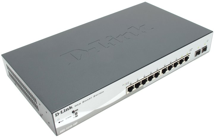 Коммутатор D-Link DGS-1210-10P/ME/A1A, 8xLAN 1Gbps, 2 combo 1Gbps/SFP,  PoE