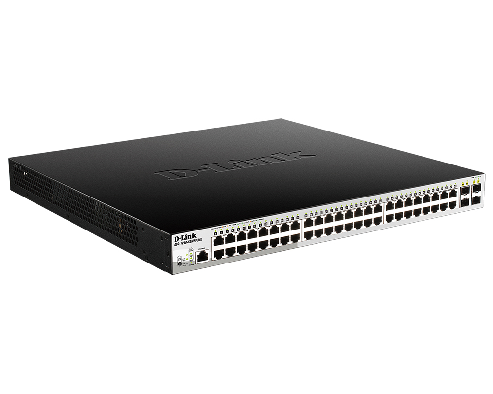 Коммутатор D-Link DGS-1210-52MPP/ME/B3A, 48 x GE PoE+, 4 x SFP, 740W, L2