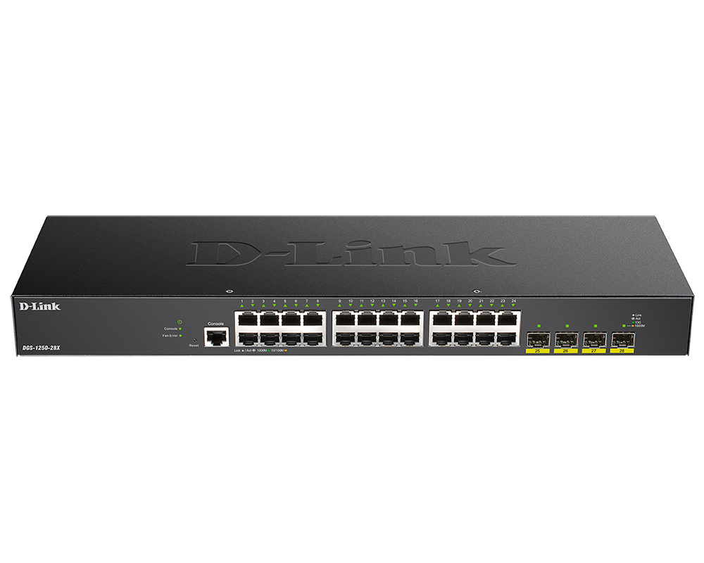 Коммутатор D-Link DGS-1250-28X/A1A, 24xLAN 1Gbps, 4xSFP+