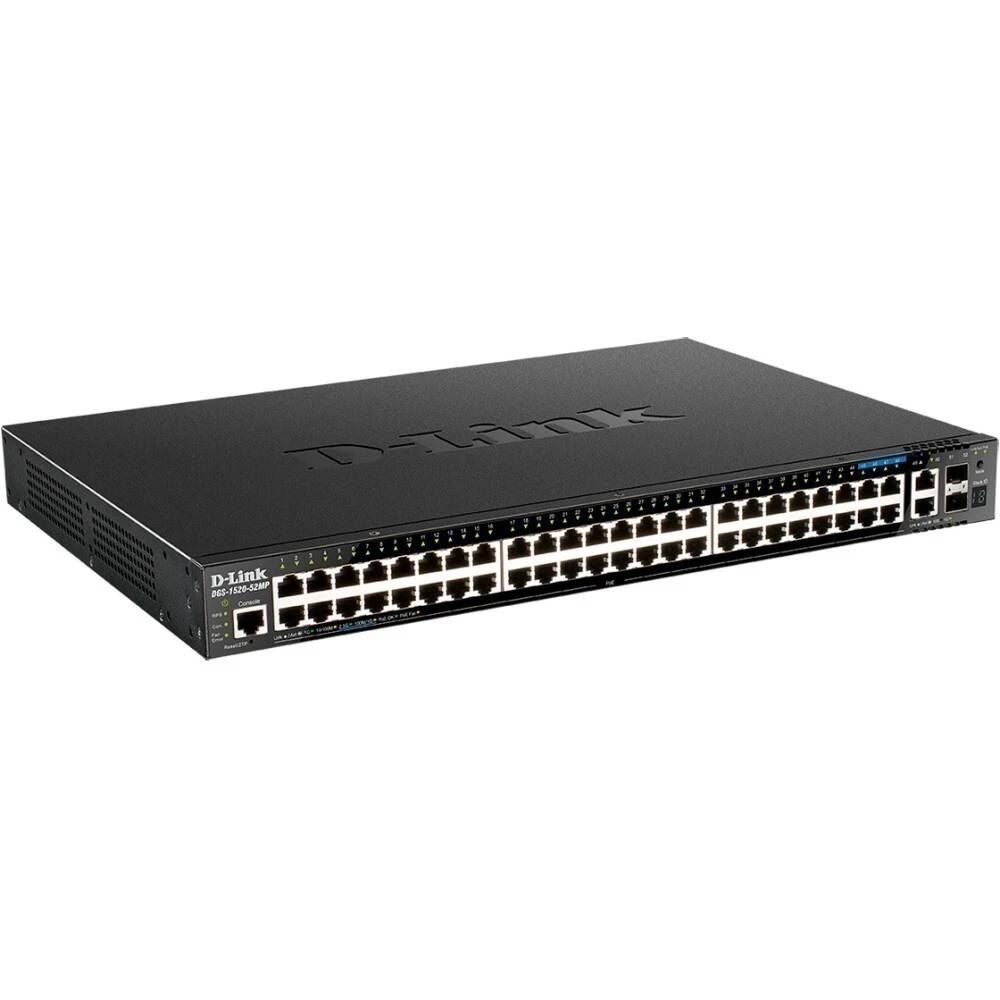 Коммутатор D-Link DGS-1520-52MP/A2A, 44x1Gbps, 4x2.5Gbps, 2x10Gbps, 2xSFP+ 10Gbps, PoE
