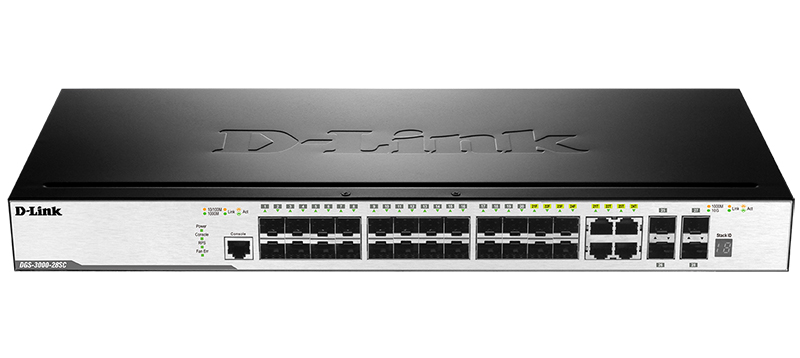 Коммутатор D-Link DGS-3000-28SC/A1A, 20xSFP, 4 combo (1Gbps/SFP), 4xSFP+