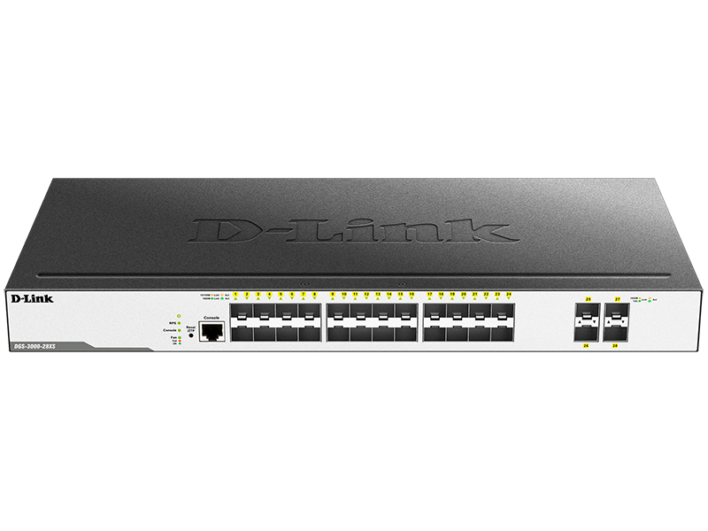 Коммутатор D-Link DGS-3000-28XS/B1A, 24 x SFP, 4 x SFP+, L2