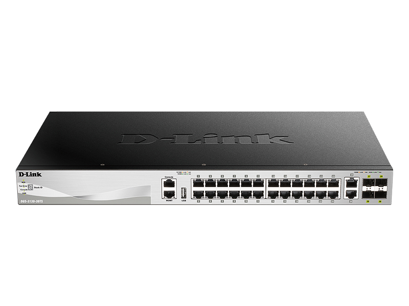 Коммутатор  D-Link DGS-3130-30TS/B1A, 24xLAN 1Gbps, 2xLAN 10Gbps, 4xSFP+