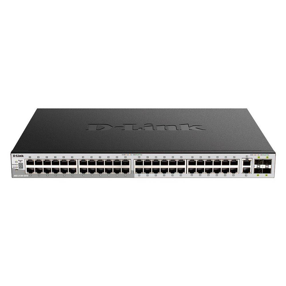Коммутатор D-Link DGS-3130-54PS/B2A, 48x1Gbps PoE, 2x10Gbps, 4xSFP+