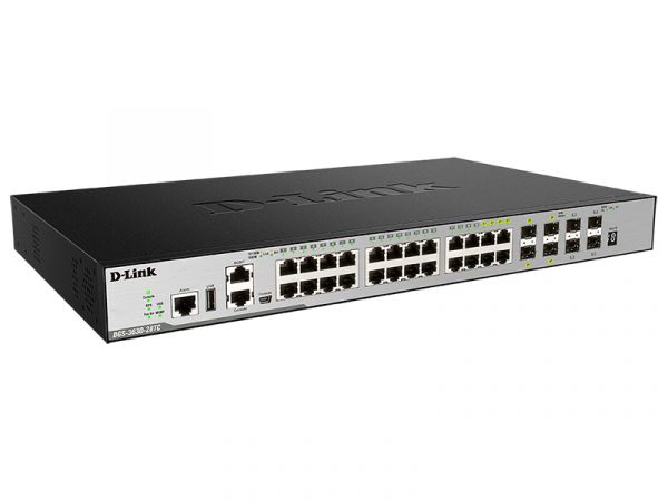 Коммутатор D-Link DGS-3630-28TC/A2ASI, 20x1Gbps, 4 x Combo (1Gbps/SFP), 4xSFP+