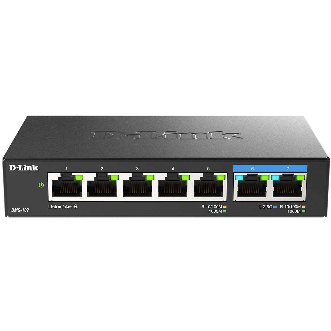 Коммутатор D-Link DMS-107/A1A, 2xLAN 2.5Gbps, 5xLAN 1Gbps