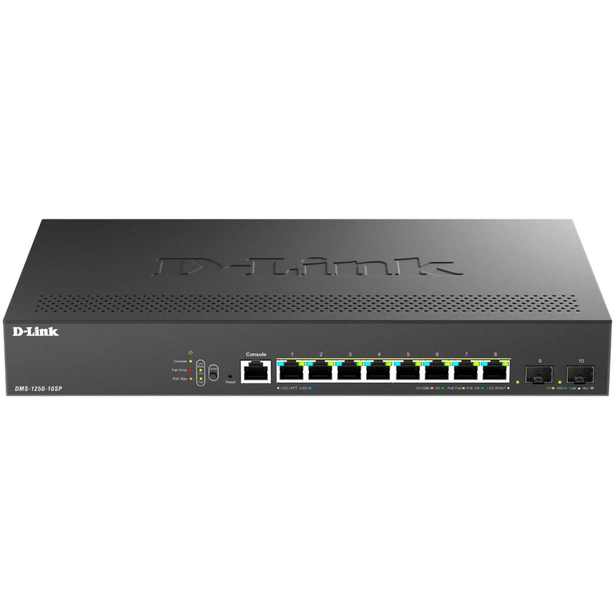 Коммутатор D-Link DMS-1250-10SP/A1A/6KV, 8xLAN 2.5G, 2xSFP+, PoE